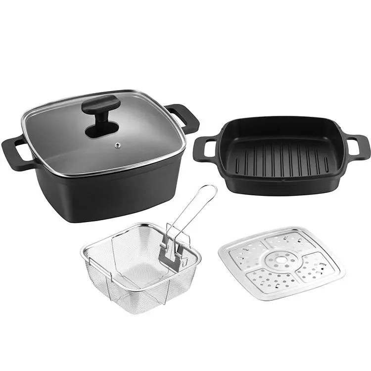 [THE HARVEST] 5 IN 1 DIE CAST 24CM GRILL & CASSEROLE PAN SET (1).webp