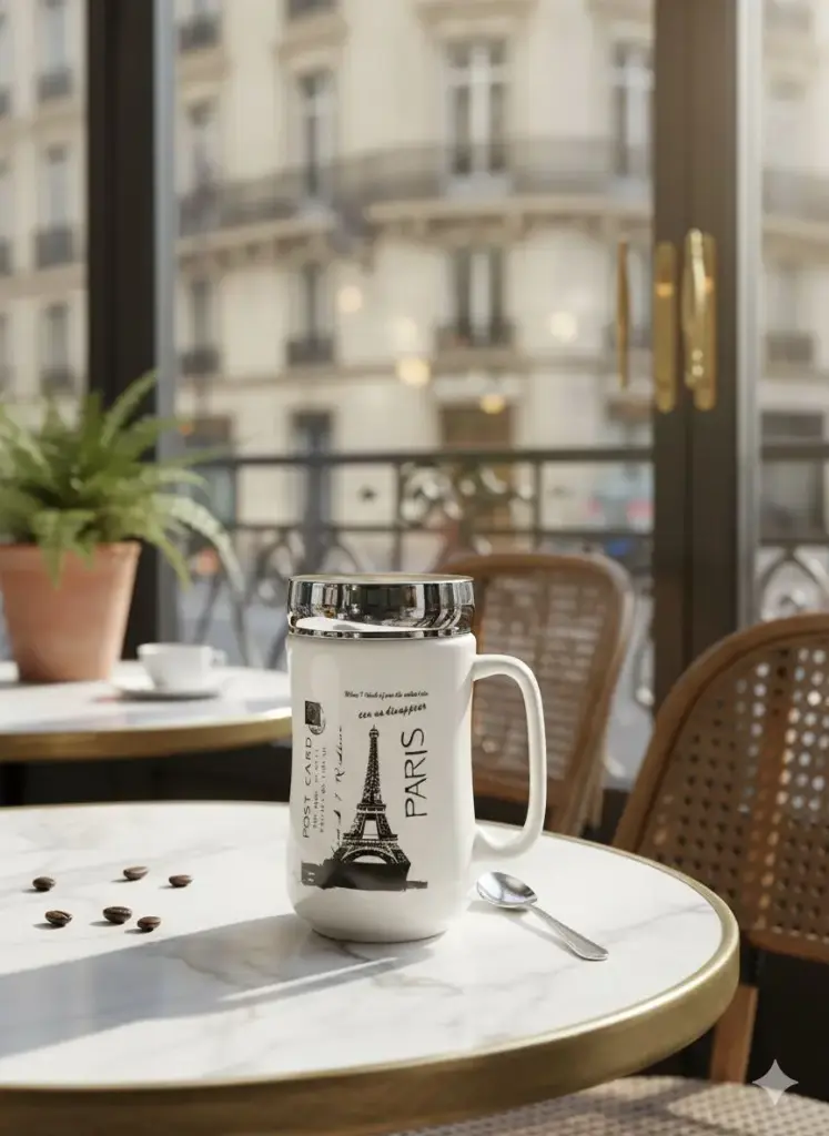 DJ2133 PORCELAIN WHITE CITY SERIES MUG WITH SCREW LID (WL-21)