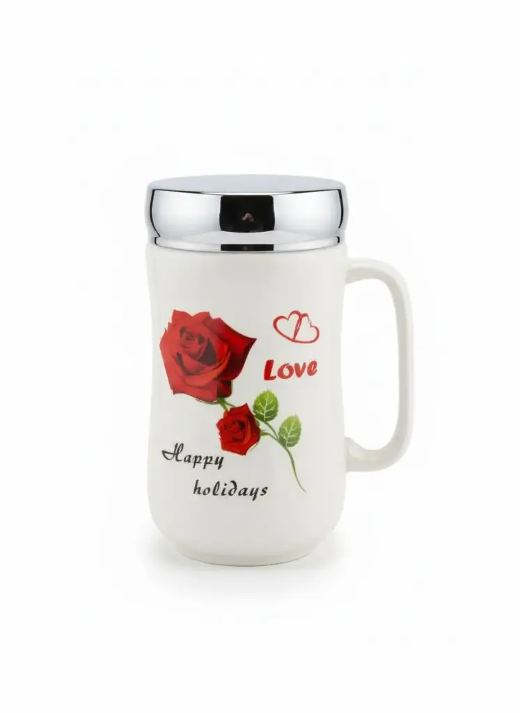 DJ2136 PORCELAIN ROSE SERIES MUG WITH SCREW LID (WL-24)