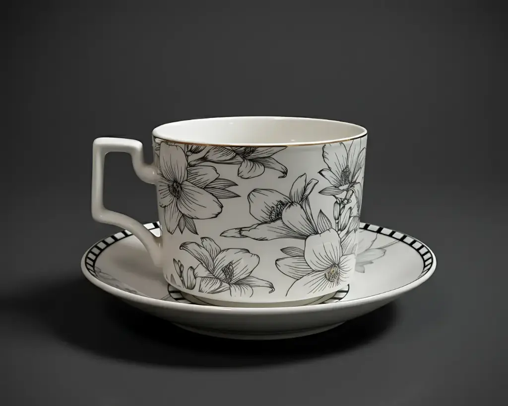 [6108] KARAKA 230ML 4PCS BONE CHINA CUP & SAUCER SET
