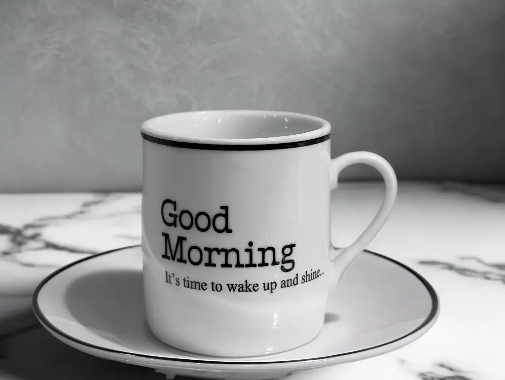 80ML WHITE COFFEE 6 CUPS & SAUCER SET - MONDAY, FRIDAY, GM