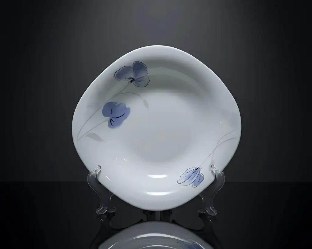 [SQSP90-2] - 9" SQUARE SOUP PLATE- PURPLE FLOWER