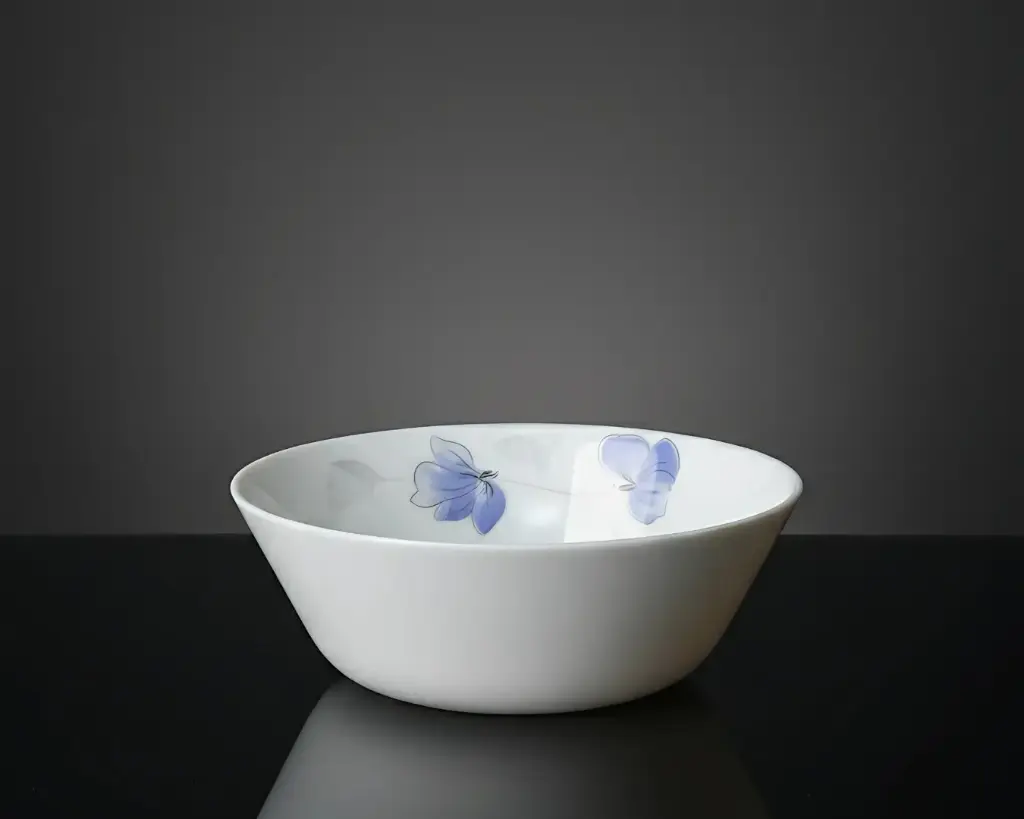 [RDSB60-2] - 6" ROUND SOUP BOWL- PURPLE FLOWER