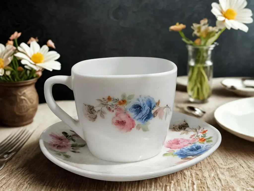 [SQCS220-1]- GLORY 12 PCS SQUARE (220ML) CUP SET-VINTAGE FLORAL
