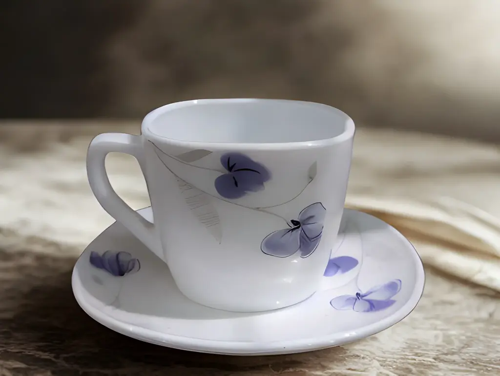 [SQCS220-2] - GLORY 12 PCS SQUARE (220ML) CUP SET- PURPLE FLOWER