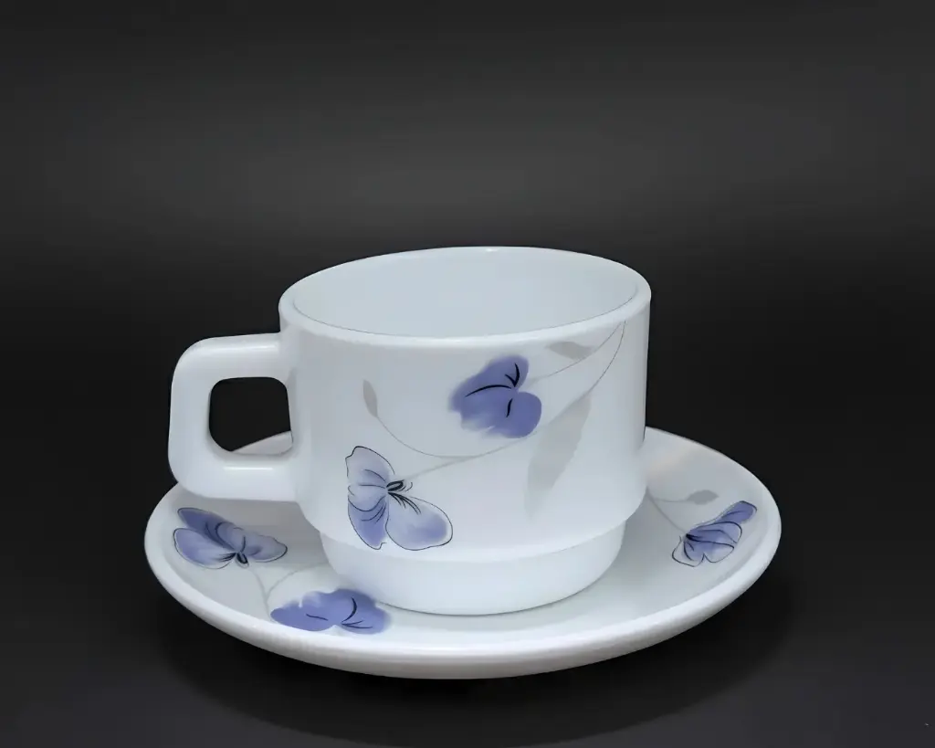 [RDCS190-2] -12 PCS ROUND (190ML) CUP SET - PURPLE FLOWER