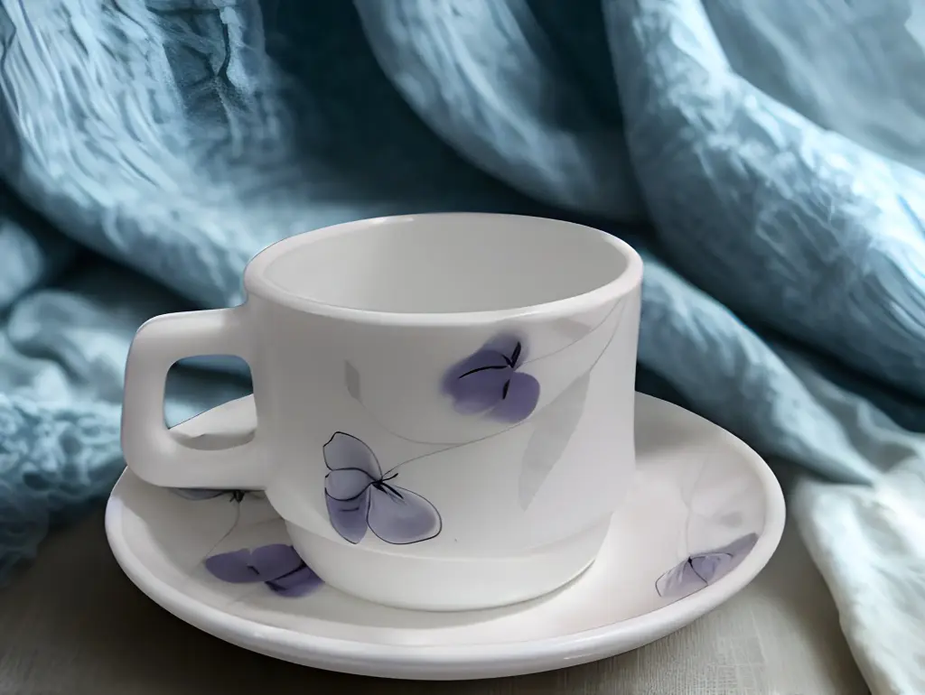 [RDCS190-2] -12 PCS ROUND (190ML) CUP SET - PURPLE FLOWER