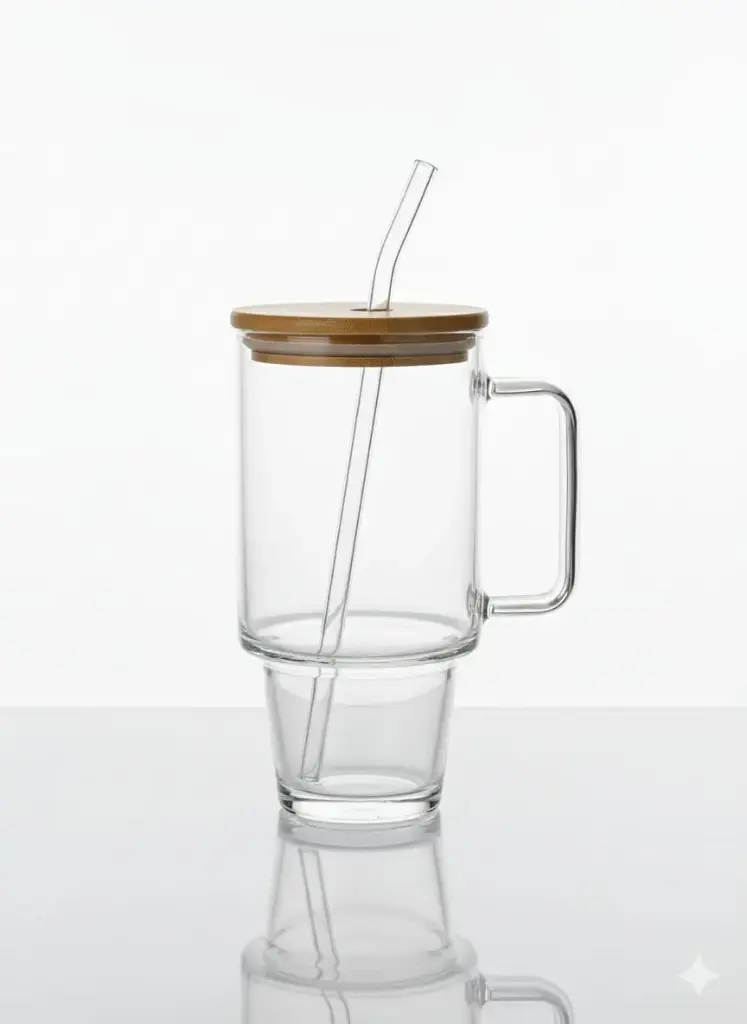 LZY5046[KDK-1] - GLASS CUP WITH STRAW