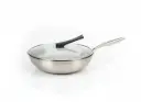 XX5607-1- TRI PLY STAINLESS STEEL WOK WITH GLASS LID :30CM