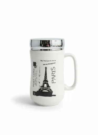[DJ2133] DJ2133 PORCELAIN WHITE CITY SERIES MUG WITH SCREW LID (WL-21)
