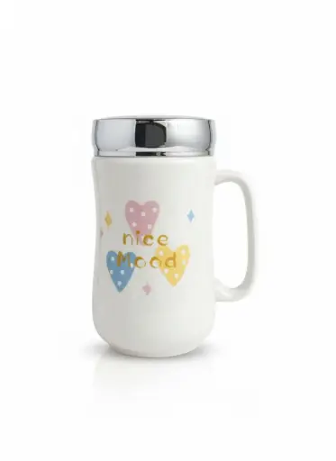 [DJ2135] DJ2135 PORCELAIN HEART SERIES MUG WITH SCREW LID (WL-23)