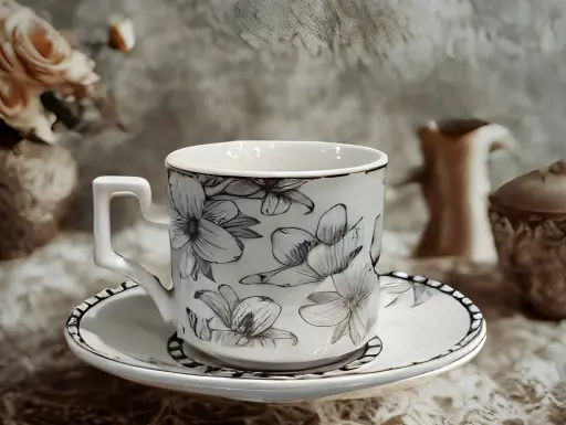 [6103] [6103] KARAKA 100ML 12PCS BONE CHINA CUP & SAUCER SET