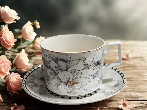 [6108] [6108] KARAKA 230ML 4PCS BONE CHINA CUP & SAUCER SET