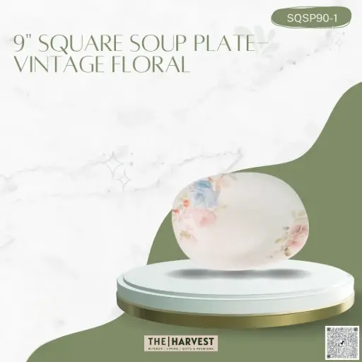 [[SQSP90-1]] [SQSP90-1] - 9" SQUARE SOUP PLATE- VINTAGE FLORAL