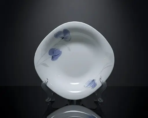 [[SQSP90-2]] [SQSP90-2] - 9" SQUARE SOUP PLATE- PURPLE FLOWER