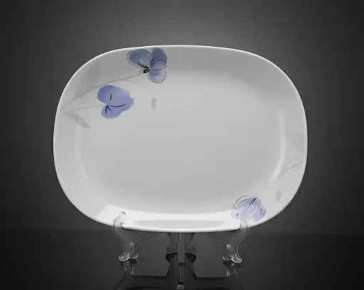 [[SQP14-2]] [SQP14-2] - 14" SQUARE PLATTER- PURPLE FLOWER