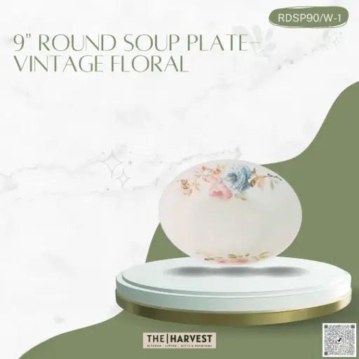 [[RDSP90-1]] [RDSP90-1] - 9" ROUND SOUP PLATE- VINTAGE FLORAL