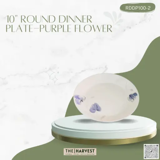 [[RDDP100-2]] [RDDP100-2] -10" ROUND DINNER PLATE- PURPLE FLOWER