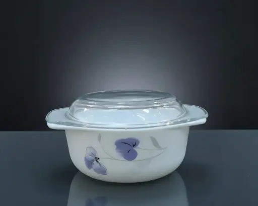 [[CDL10-2]] [CDL10-2] - 1L CASSEROLE WITH LID- PURPLE FLOWER