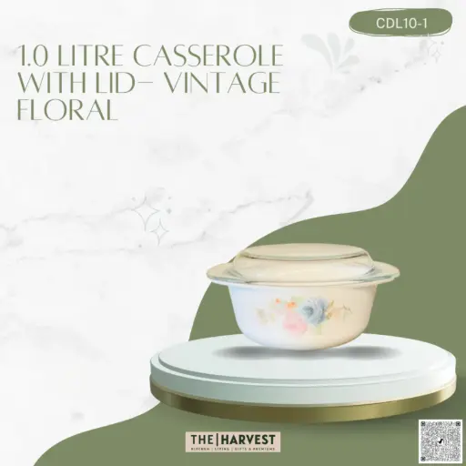 [[CDL10-1]] [CDL10-1] - 1L CASSEROLE WITH LID- VINTAGE FLORAL