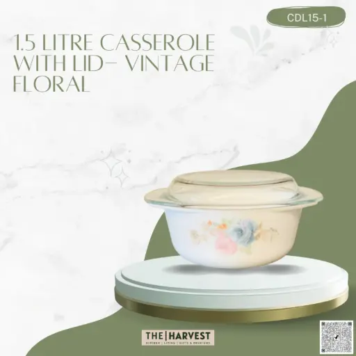 [[CDL15-1]] [CDL15-1] - 1.5 L CASSEROLE WITH LID- VINTAGE FLORAL