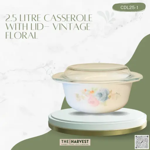 [[CDL25-1]] [CDL25-1] - 2.5 L CASSEROLE WITH LID- VINTAGE FLORAL