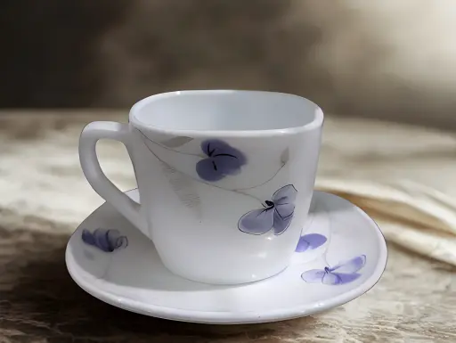 [[SQCS220-2]] [SQCS220-2] - GLORY 12 PCS SQUARE (220ML) CUP SET- PURPLE FLOWER