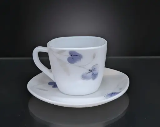 [[SQCS220-2]] [SQCS220-2] - GLORY 12 PCS SQUARE (220ML) CUP SET- PURPLE FLOWER