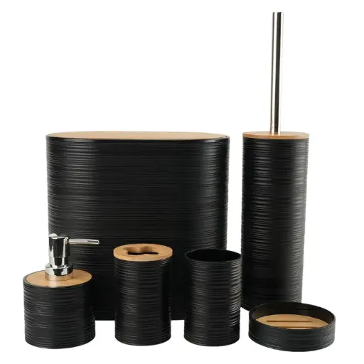 [[JS4211 - 5003]] [JS4211 - 5003] - 8PCS BATHROOM SET BLACK