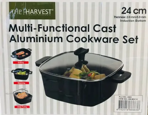 [6663-MDC24] [THE HARVEST] 5 IN 1 DIE CAST 24CM GRILL & CASSEROLE PAN SET