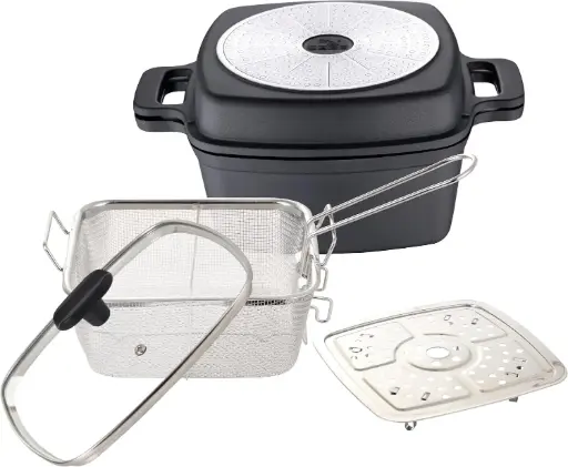 [6663-MDC24] [THE HARVEST] 5 IN 1 DIE CAST 24CM GRILL & CASSEROLE PAN SET