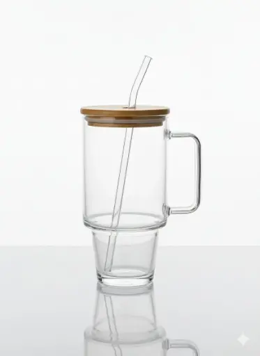 [LZY5046] LZY5046[KDK-1] - GLASS CUP WITH STRAW