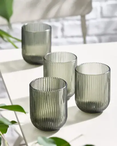 [LZY5059] LZY5059[LV-D95] - RIBBED COLOR GLASS TUMBLER SET 