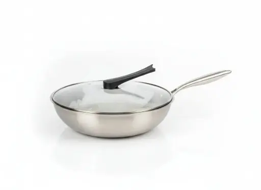 [XX5607-1] XX5607-1- TRI PLY STAINLESS STEEL WOK WITH GLASS LID :30CM