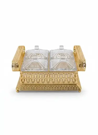 [LF5638] LF5638 - GOLD 4 COMPARTMENT SWEET BOX
